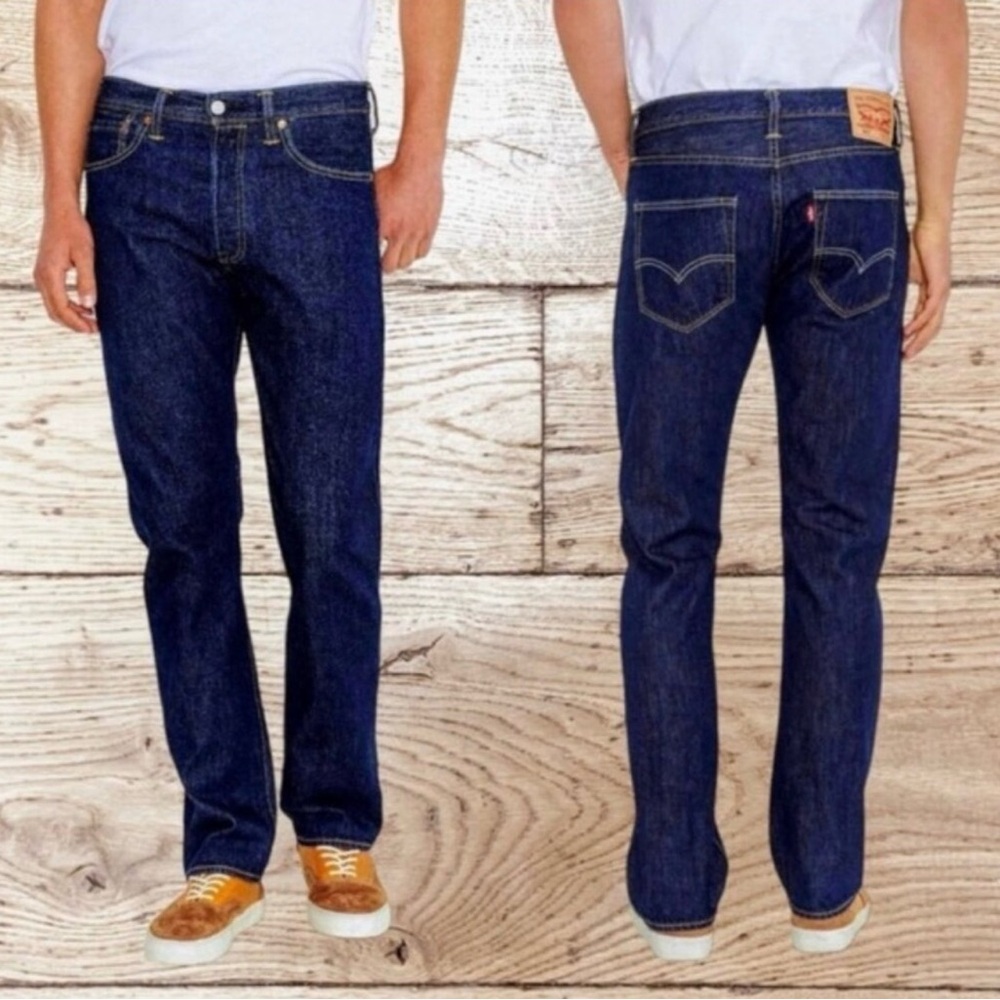 Levi's Men's 501 30x34 Dark Indigo Straight Leg Button Fly Jeans